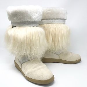 Vintage Dream Oscar Sport goat fur boots Italy size 38 shaggy 70s boots